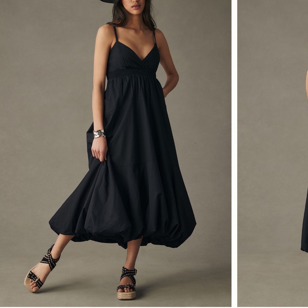anthropologie v-neck tiered bubble hem dress
